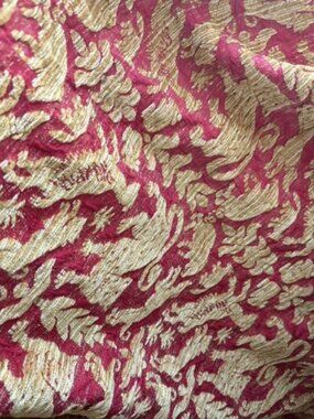 Beacon Hill Chenille Red and Gold luxury upholstry fabric
